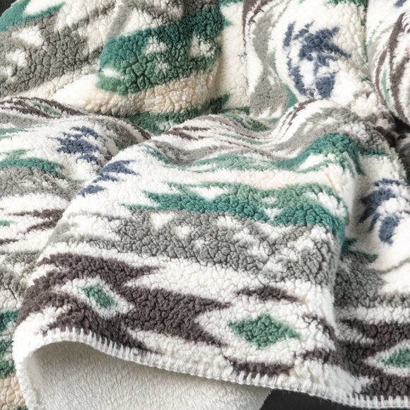 Luxe Home Decor Classic Faux Fur Throw | 1-Piece | Navajo print - grey | 50"x60" - Picture 6 of 11